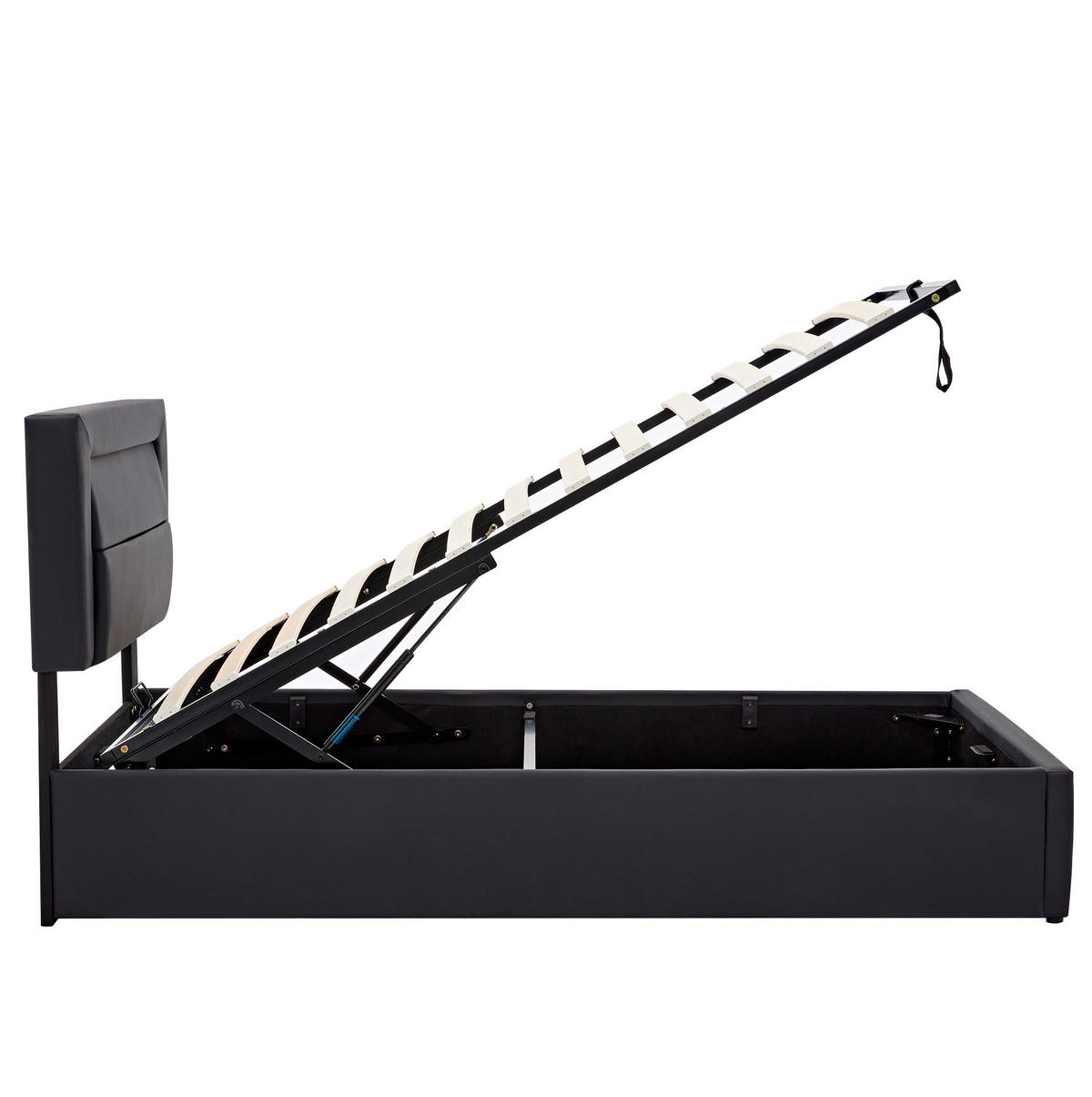 POLSTERBETT 90/190 cm in Schwarz mit Stauraum, USB-Ladefunktion und LED - Schwarz, Kunststoff (90/190cm) - Flora Grace