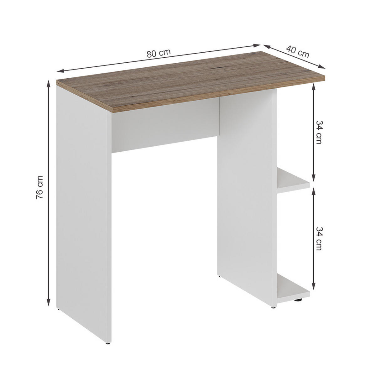 PSACÍ STŮL Simple Bílá/Artisan 80 x 40 cm - bílá/světle šedá, kompozitní dřevo (40/80/76cm) - Vicco