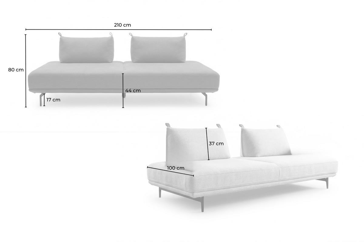 SCHLAFSOFA CANE Grau Webstoff - Schwarz/Grau, Textil/Metall (210/80/100cm) - KAWOLA