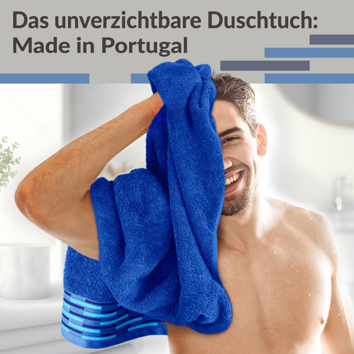 DUSCHTUCH Lugano Königsblau 2er 70x140 cm - Dunkelblau, Textil (70/140cm) - Lashuma