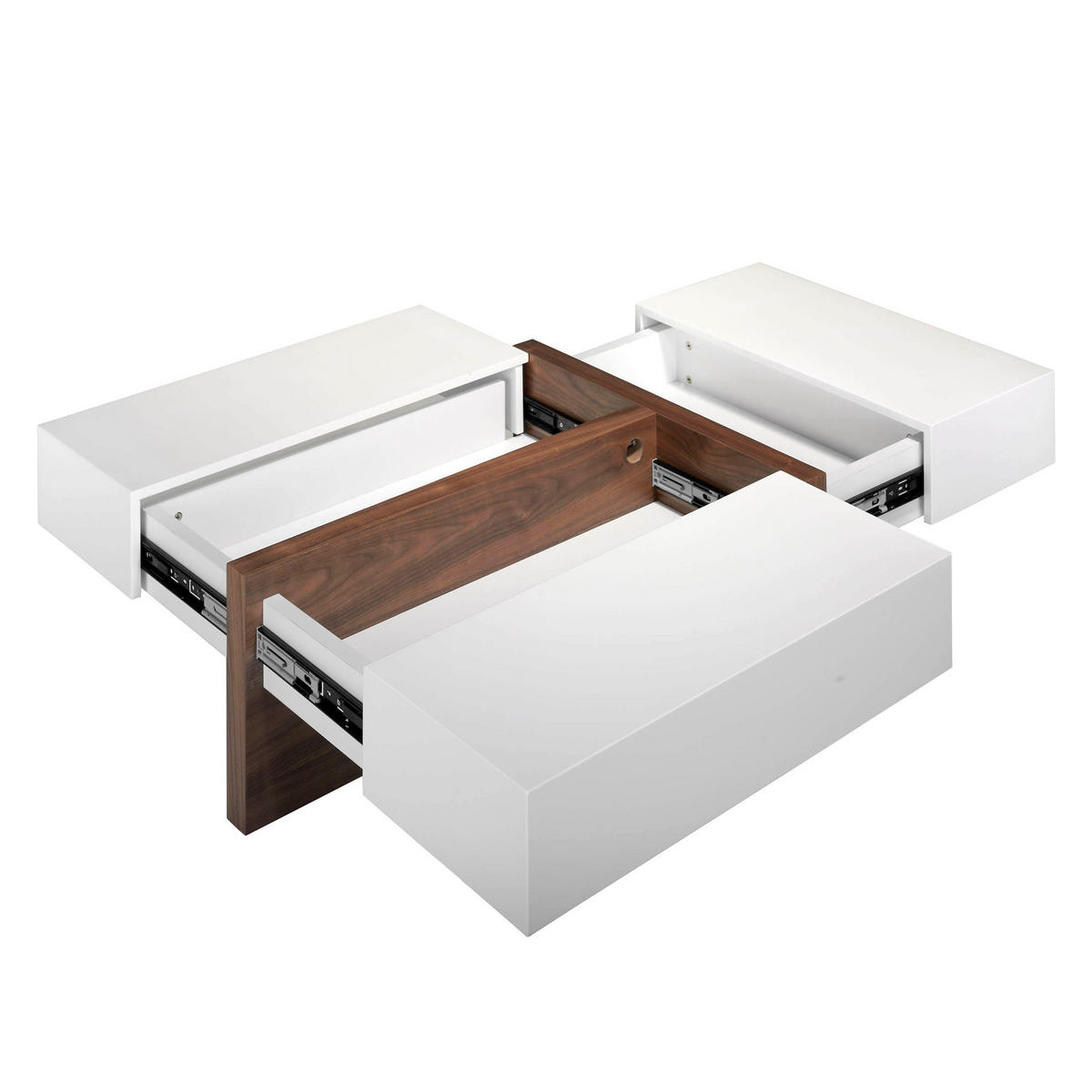 COUCHTISCH Rechteckiger Couchtisch in Weiß und Walnussholz 120/70/35 cm - Nussbaumfarben/Walnussfarben, Holz/Holzwerkstoff (70/120/35cm) - ANGEL CERDA