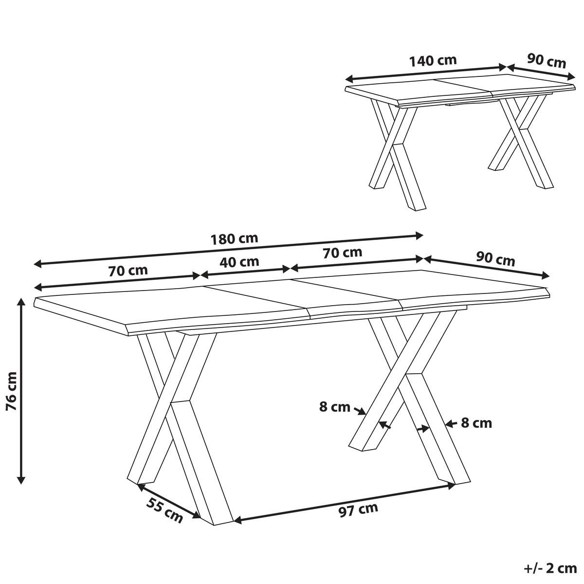 ESSTISCH 140-180/90/76 cm Hellbraun, Schwarz Rechteckig Bronson - Hellbraun, Holzwerkstoff (180/90/76cm) - Beliani