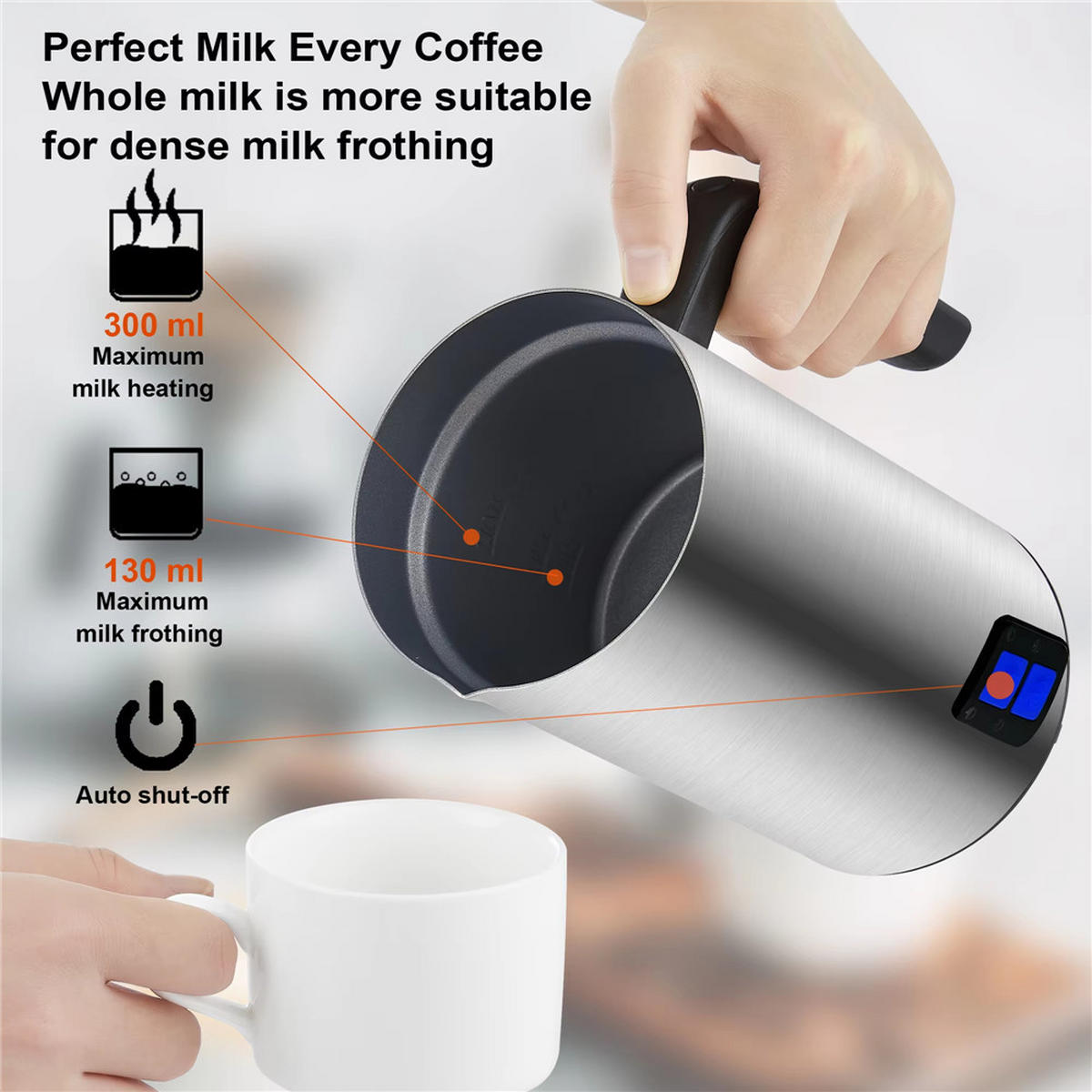 MILCHSCHÄUMER 4IN1 Automatisch Heiß Kalt Schaum Latte Cappuccino - Silberfarben, Metall - Bextcok