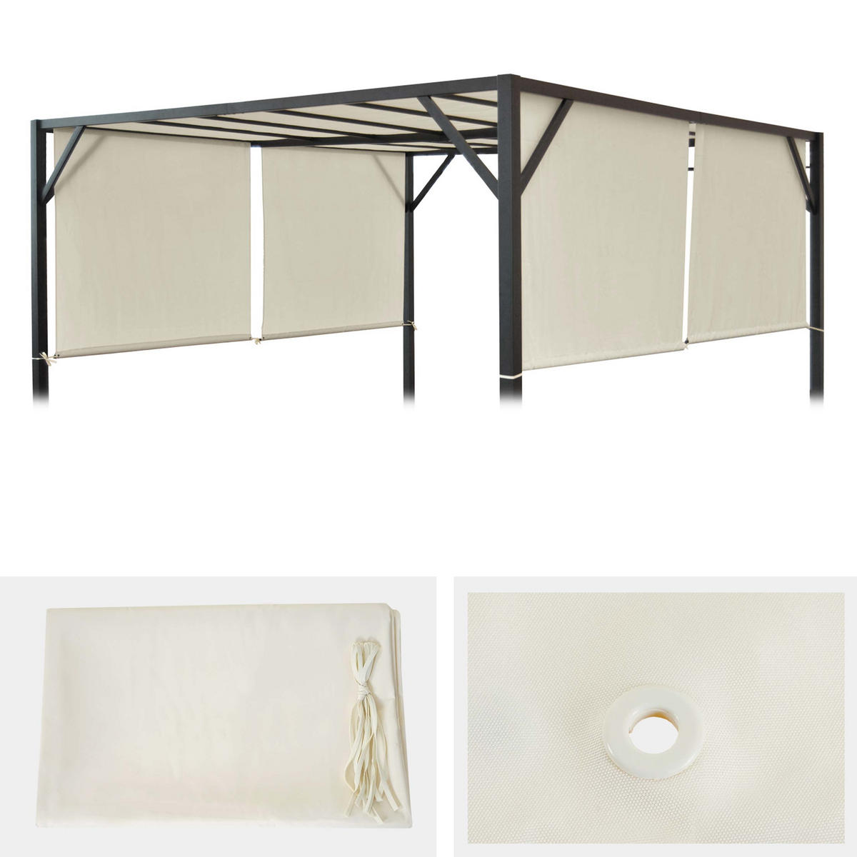 ERSATZBEZUG DACH FÜR PERGOLA BEJA Cremeweiß - Weiß, Textil (372/1/596cm) - MCW