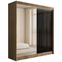 KLEIDERSCHRANK VESLI mit LED - 200 cm - Braun|Schwarz - Schwarz/Braun, Holzwerkstoff (200/215/61cm) - ALTDECOR