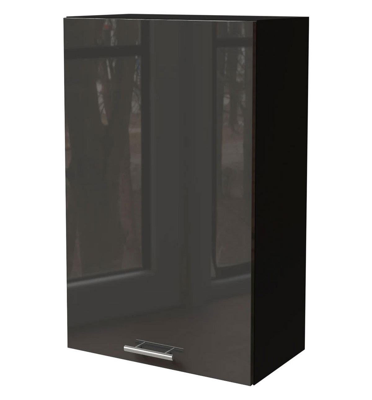 KÜCHENHÄNGESCHRANK Essen W4/60/1 Graphit Hochglanz / Schwarz Matt 60 / 32,5 / 96cm - Schwarz/Graphitfarben, Holz/Holzwerkstoff (60/96/32.5cm) - Feldmann-Wohnen