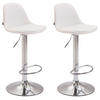BARHOCKER 2er Set Lederlook weiß - Chromfarben/Weiß, Textil/Metall (39/82/39cm) - CLP