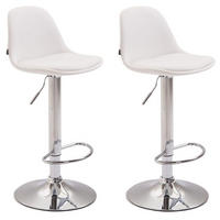 BARHOCKER 2er Set Lederlook weiß - Chromfarben/Weiß, Textil/Metall (39/82/39cm) - CLP