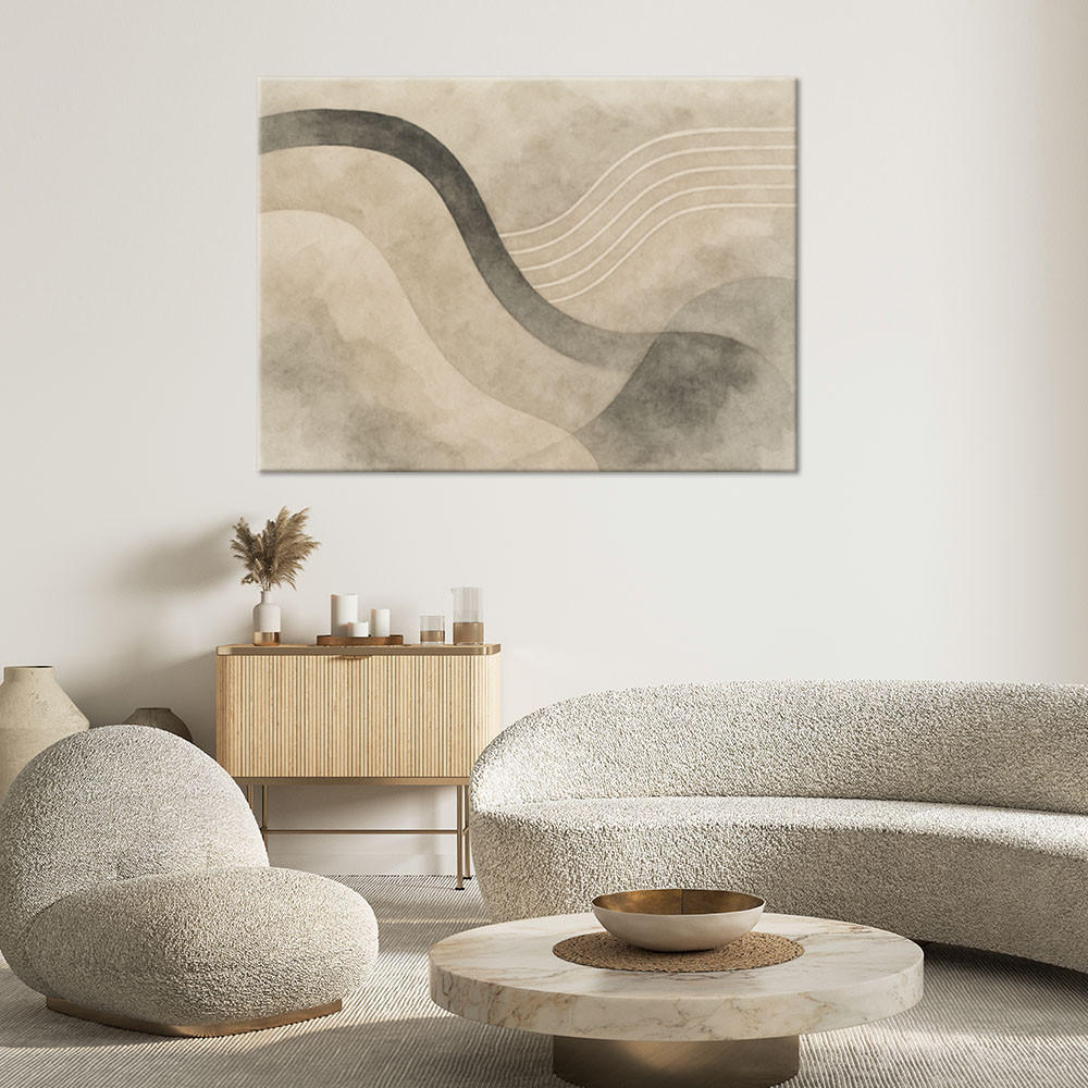 LEINWANDBILD Abstraktion Minimalismus Beige Wellen 120x80cm - Beige, Textil (120/80cm) - Feeby