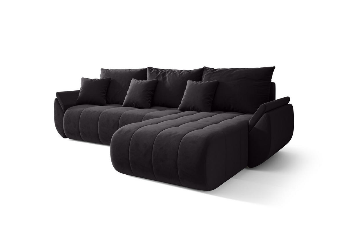 ECKSOFA mit Schlaffunktion TOKYO R Monolith 97 Rechts - Schwarz, Textil (280/185cm) - Bedante
