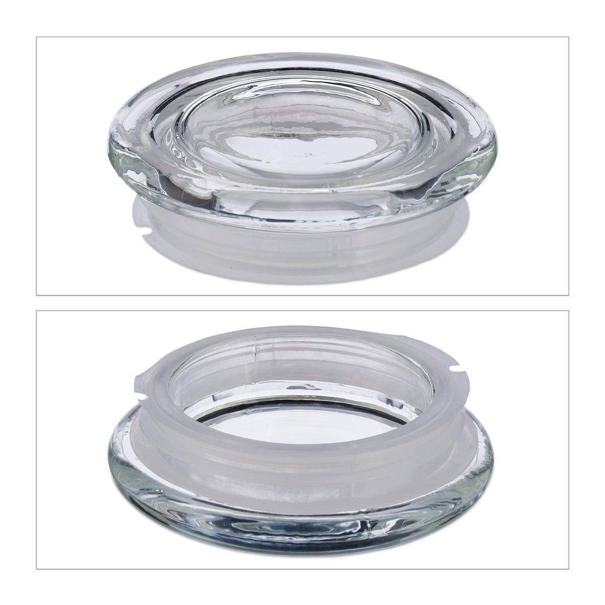 6xVORRATSGLAS - Transparent, Glas/Kunststoff (13.5/14.5/13.5cm) - Relaxdays