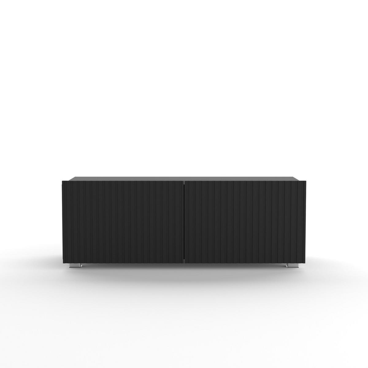 TV-LOWBOARD Kolder 100 cm Schwarz mit geriffelten Fronten - Silberfarben/Schwarz, Holzwerkstoff/Kunststoff (100/38/43cm) - Ravio