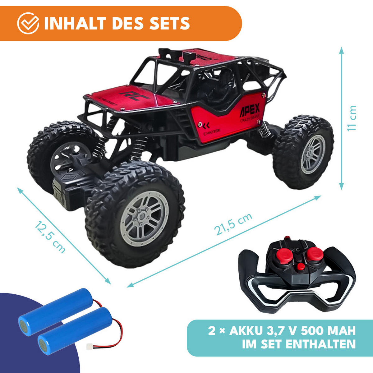 FERNGESTEUERTES AUTO Spielzeug ür Kinder - Rot, Kunststoff (12.5/11/21.5cm) - KRUMAD