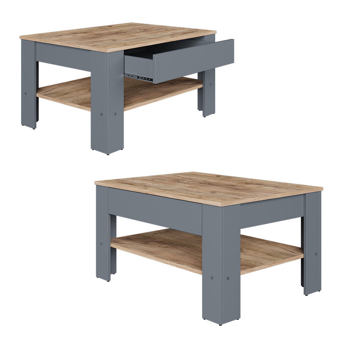 COUCHTISCH Milan Anthrazit/Goldkraft Eiche 92.2 x 65 cm - Honigeiche/Anthrazit, Holzwerkstoff (65/92.2/48cm) - Vicco