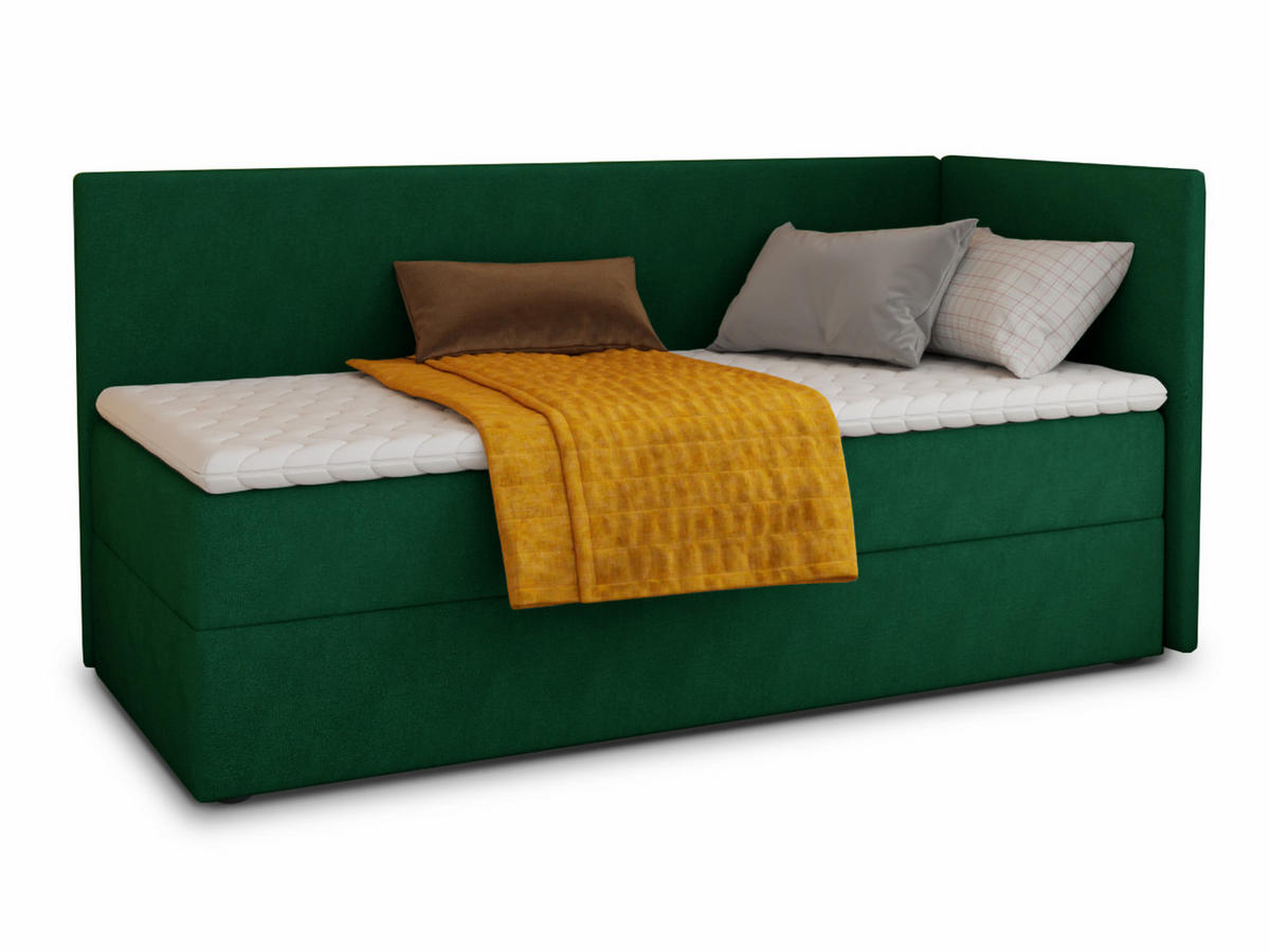 BOXBETT Flame - 80x200 - grün (Kronos 19, Velvet - Kronos) - Schwarz/Grün, Holz/Holzwerkstoff (80/200cm) - Sofnet