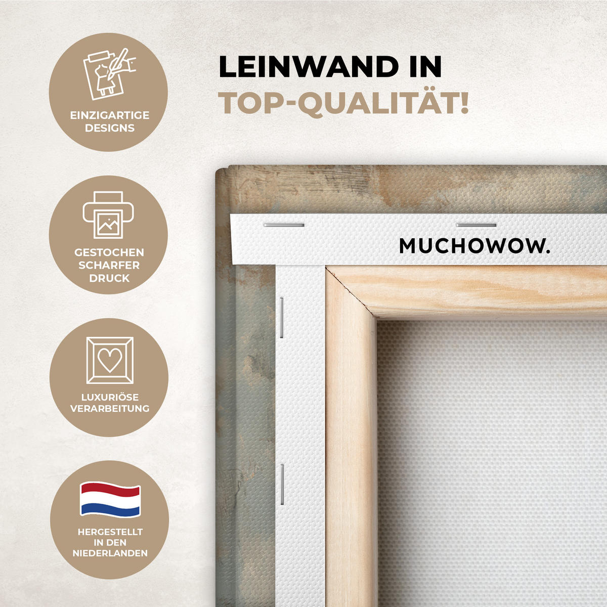 LEINWANDBILD Abstrakt - Kreuz - Hand - Christentum Deko Wohnzimmer 20x30 cm - Hellbraun, Textil (20/30cm) - MuchoWow