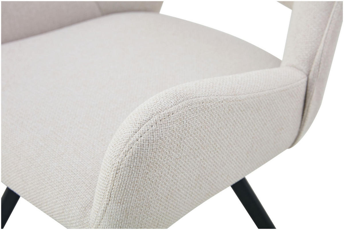 ARMLEHNENSTUHL Helen creme 2er Set - Creme/Schwarz, Textil/Metall (56/91/63cm) - Xonox