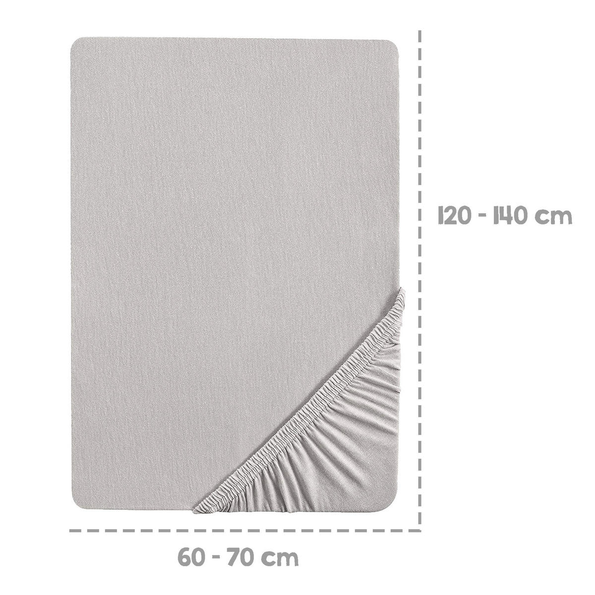 SPANNBETTLAKEN 60x120 - 70x140 cm - Hellgrau, Textil (70/140cm) - Roba