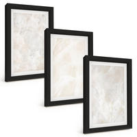 BILDER SET 3er Set - 20x30 cm Schwarzer Rahmen - Pastellfarbene Marmorstrukturen - Schwarz, Kunststoff (20/30cm) - TULUP