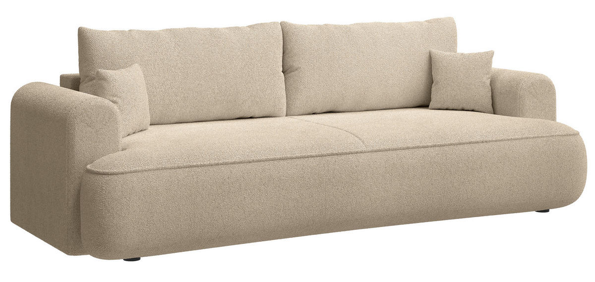 SCHLAFSOFA Ovo Hellbeige 250 cm - Ecru/Schwarz, Kunststoff/Textil (250/92/110cm) - Selsey