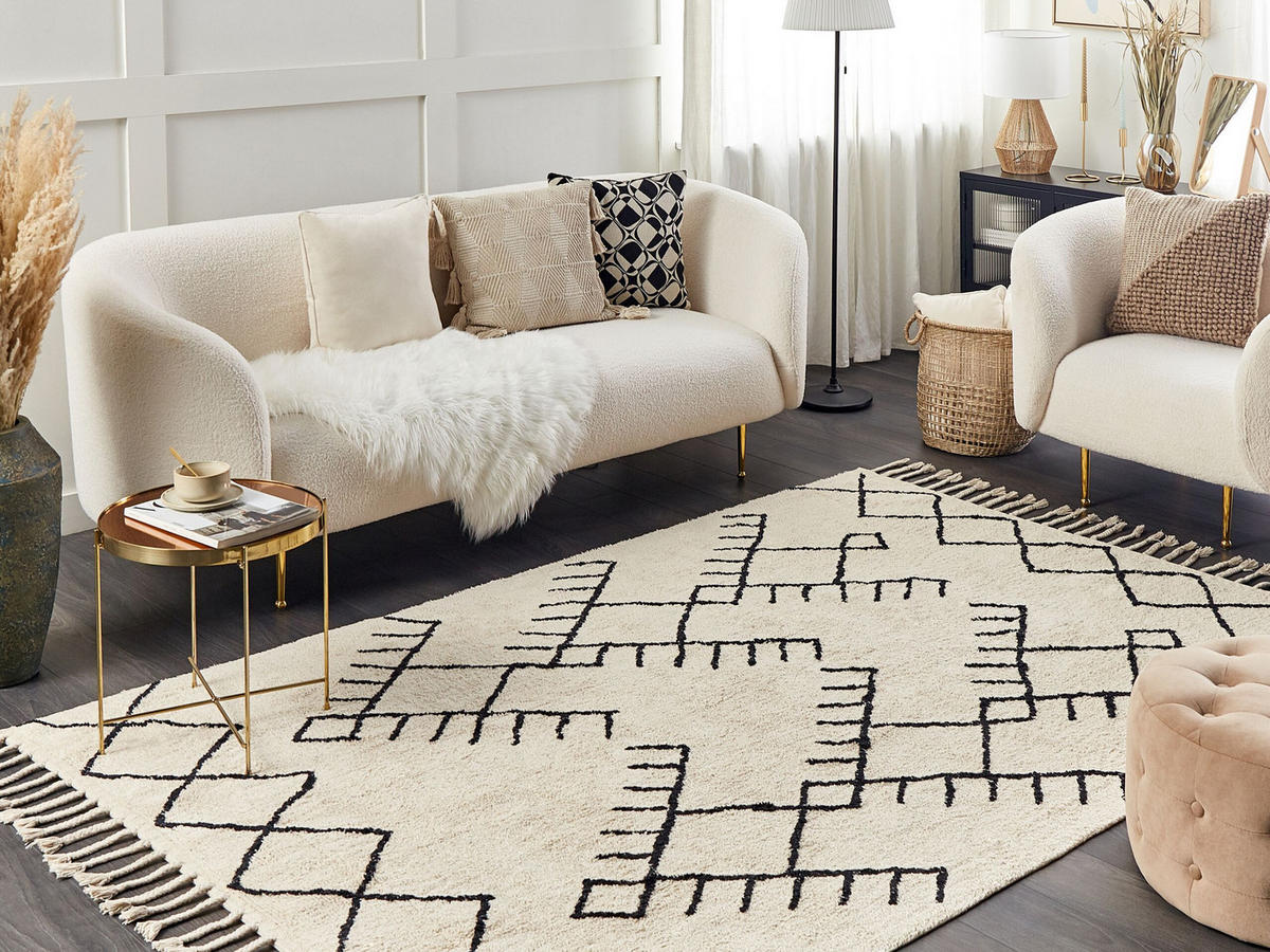 KURZFLOR-TEPPICH Erler 200/140 cm - Beige, Textil (140/200cm) - Beliani
