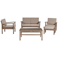 4-SITZER LOUNGE SET zertifiziertes Holz dunkelbraun Manila - Taupe/Dunkelbraun, Holz - Beliani