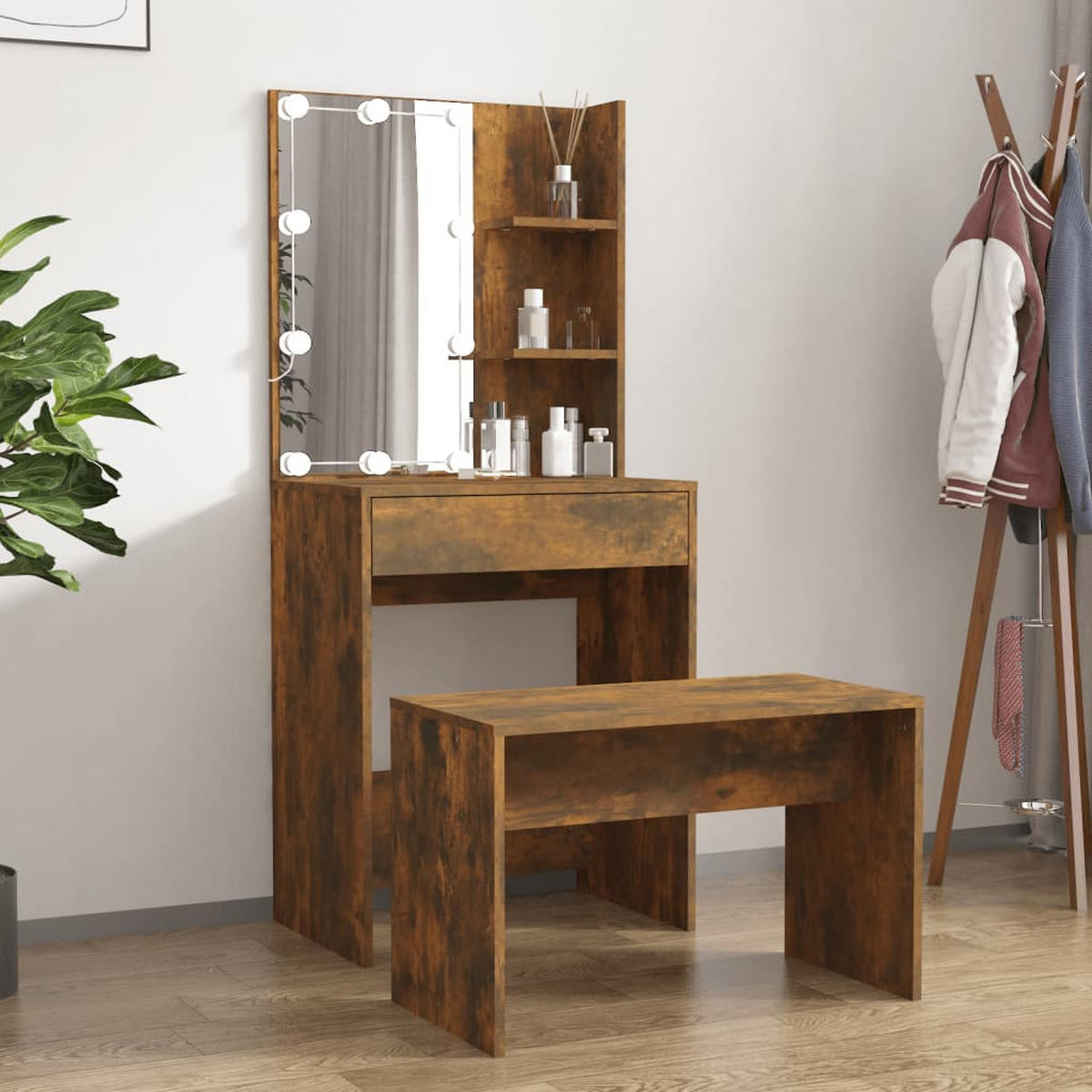 SCHMINKTISCH Dugan 60/40/140 cm - Taupe, Holzwerkstoff (60/140/40cm) - Nettlife