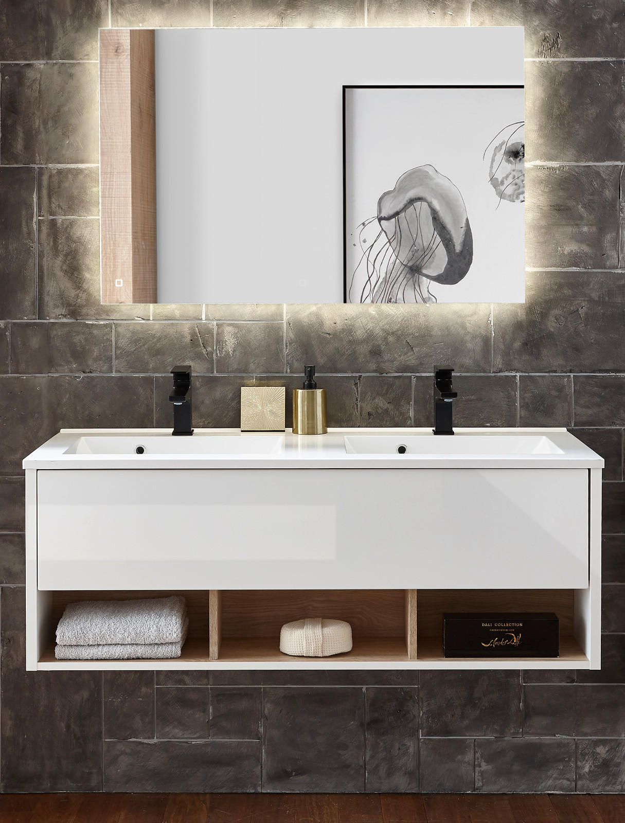 Furn.Design BADMÖBEL-SET Weiß Hochglanz 120cm × 47cm × 190cm