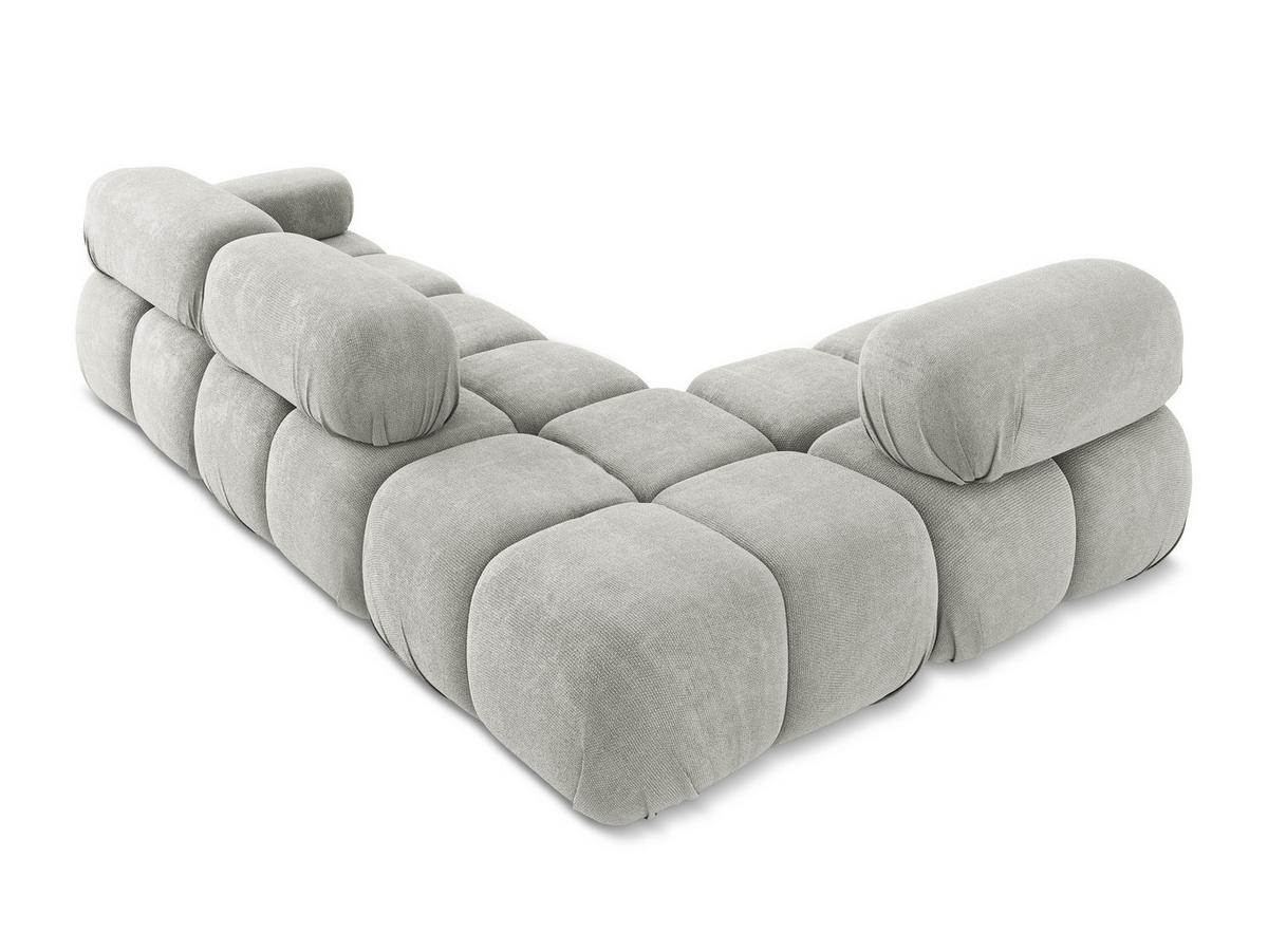 ECKSOFA Links Chenille Stoff Grau - Hellgrau/Schwarz, Kunststoff/Textil (190/285cm) - Makamii