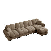 ECKSOFA DE-34384 4-Sitzer mit Steppdesign Braun - Braun, Textil (149/330cm) - ComfortXL