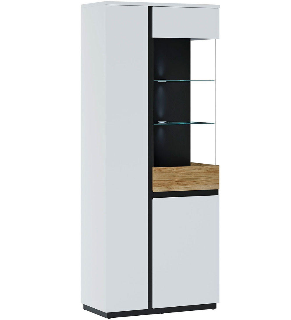 VITRINE Novena weiß / schwarz / Catania Eiche 84 / 40 / 200cm - Multicolor/Schwarz, Holz/Holzwerkstoff (84/200/40cm) - Feldmann-Wohnen