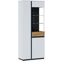 VITRINE Novena weiß / schwarz / Catania Eiche 84 / 40 / 200cm - Multicolor/Schwarz, Holz/Holzwerkstoff (84/200/40cm) - Feldmann-Wohnen