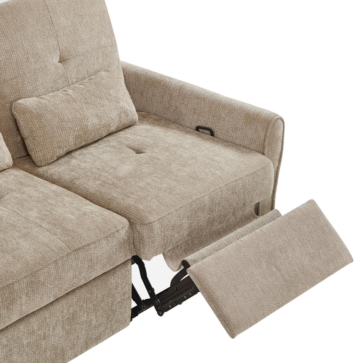 SCHLAFSOFA 3-Sitzer 3-in-1 ausziehbar Chenille, DE-42933, Braun - Braun, Metall (176/83/148cm) - ComfortXL