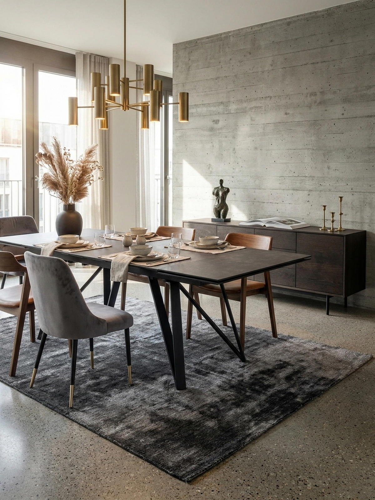 ESSTISCH Ausziehbar Keramik Glas Marmoroptik Rechteckig Groß, Schwarz 180x95x76 cm - Schwarz, Keramik/Metall (95/180/76cm) - KADIMA DESIGN