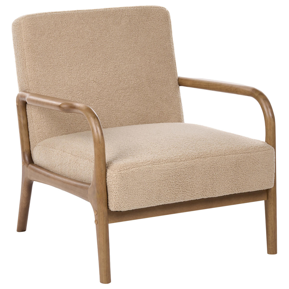 SESSEL Bouclé Beige Sennels - Beige/Braun, Textil (71/76/78cm) - Beliani