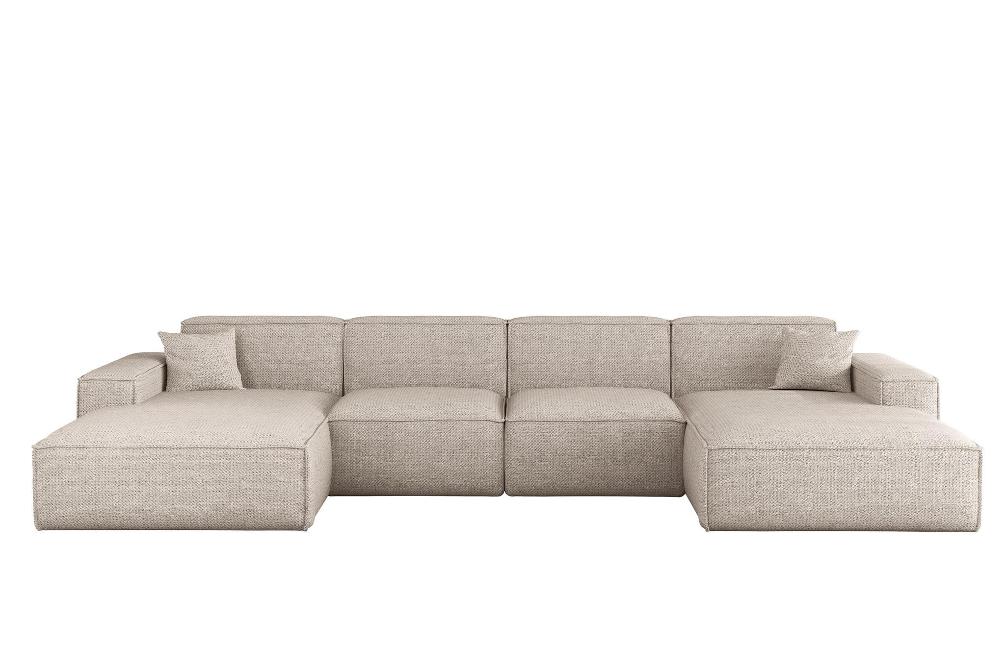 WOHNLANDSCHAFT Celes Premium In Artico - Creme, Holzwerkstoff/Textil (378/73/165cm) - Fun Möbel