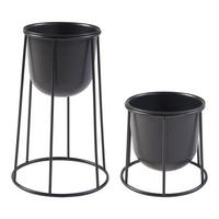 PFLANZENSTÄNDER-SET 2 TLG. Nesseby - Schwarz, Metall (26/40.5/26cm) - [en.casa]