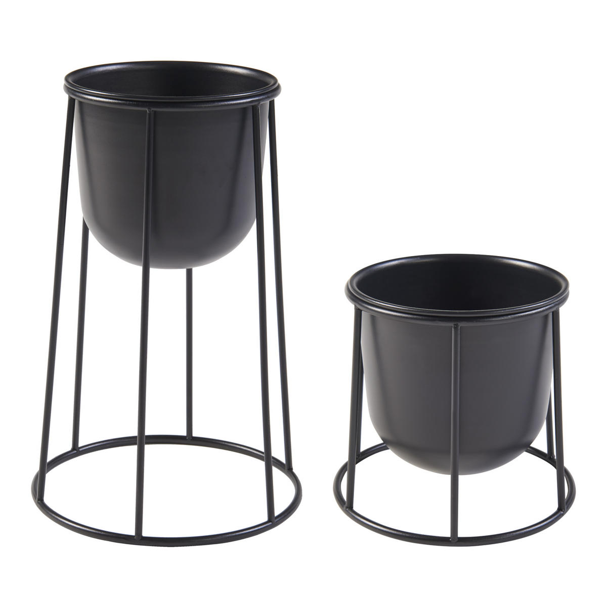 PFLANZENSTÄNDER-SET 2 TLG. Nesseby - Schwarz, Metall (26/40.5/26cm) - [en.casa]