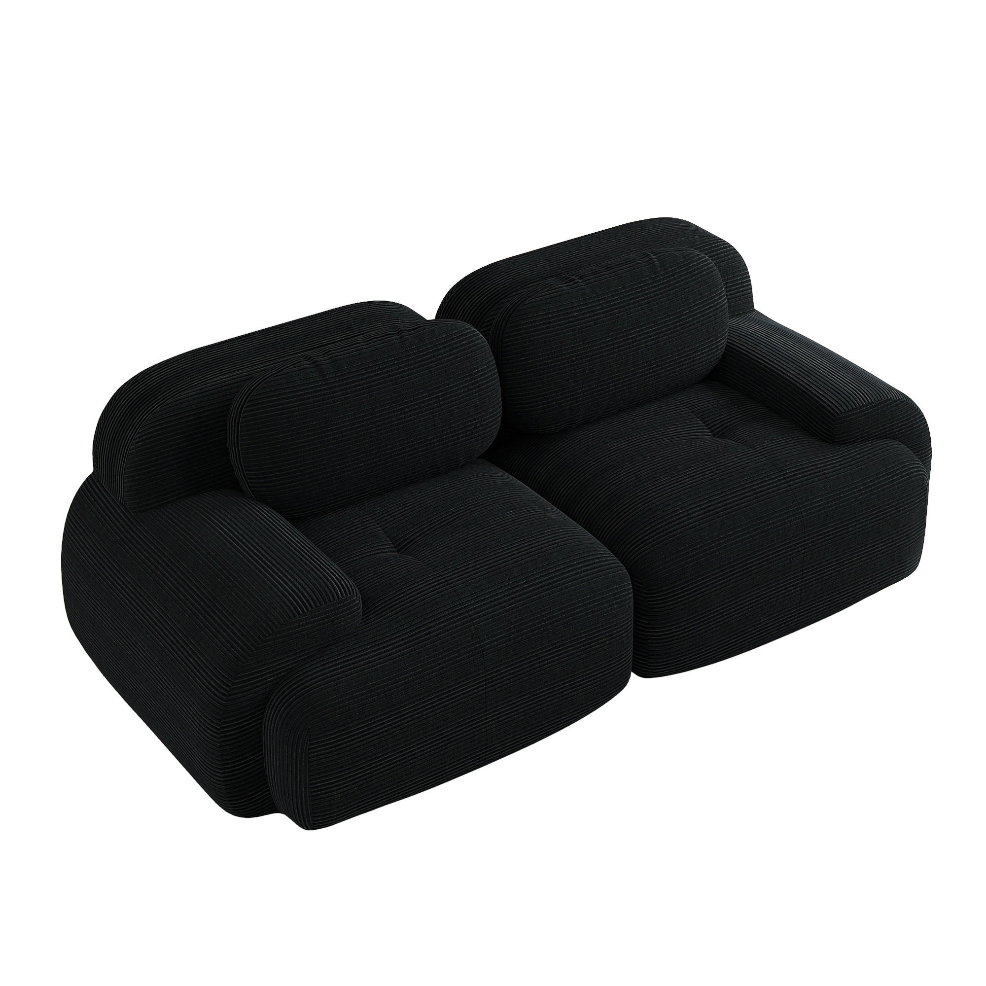 SOFA 208×103×75 cm Cordstoff rahmenlos modular 2-Sitzer, schwarz - Schwarz, Textil (103/75/208cm) - Luhomfu