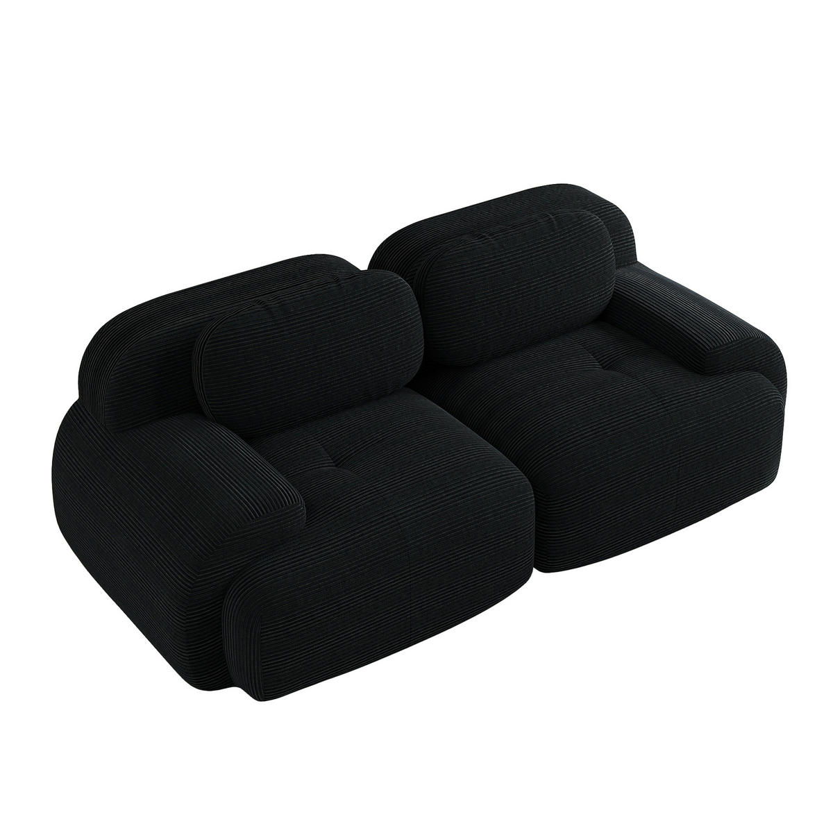 SOFA 2-Sitzer 208/103/75 cm Schwarz - Schwarz, Textil (103/75/208cm)