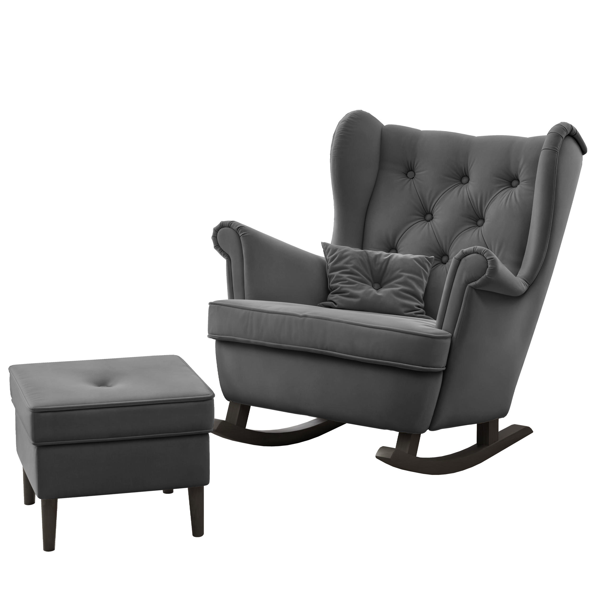 SCHAUKELSESSEL SCANDI mit hocker, Samt Graphit - Graphitfarben, Holz/Textil (75/97/60cm) - Idohome