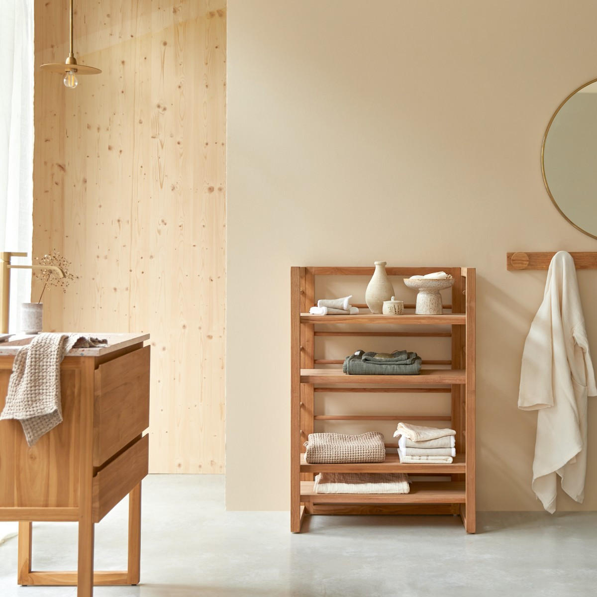 HOCHSCHRANK Sera Natur aus Teak - Naturfarben, Holz (80/115/40cm) - Tikamoon