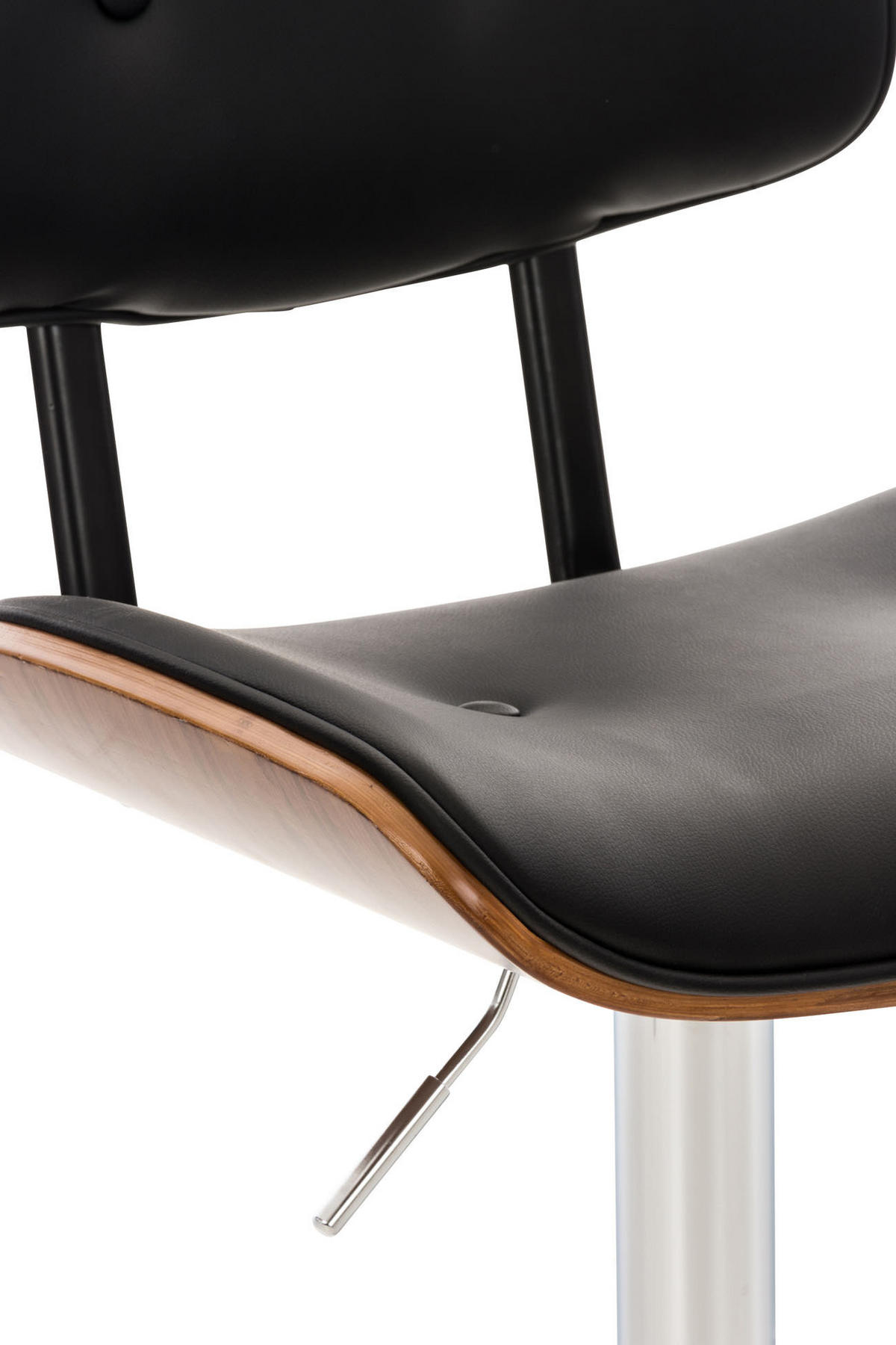 BARHOCKER Lederlook walnuss/schwarz - Chromfarben/Walnussfarben, Textil/Metall (50/94/56cm) - CLP