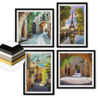 WANDBILDER 4er-Set - 50x50 cm & 40x60 cm Schwarzer Rahmen - Eiffels Straßenarchitektur - Schwarz, Kunststoff (50/50cm) - ArtPrintCave