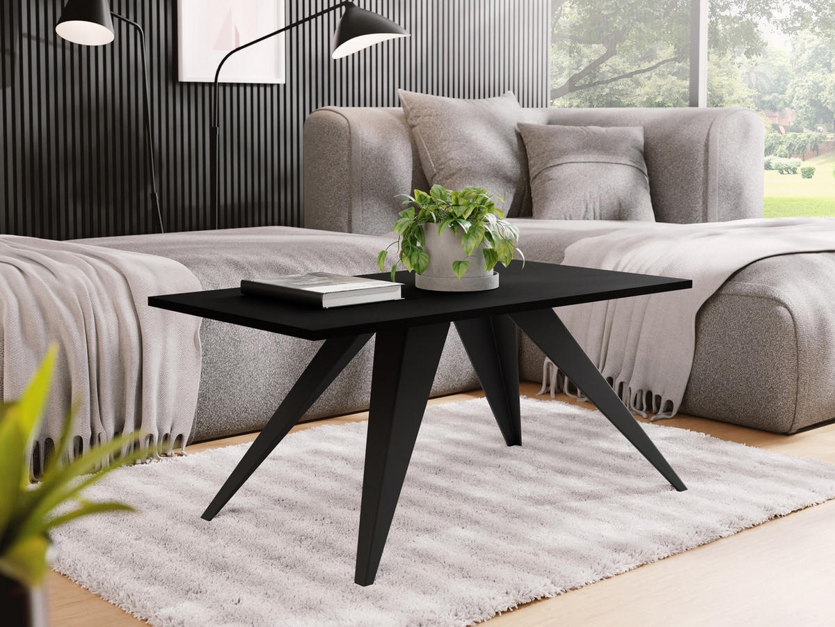 COUCHTISCH Vance rechteckig, Schwarz 120/60/48 cm - Schwarz, Holzwerkstoff/Metall (60/120/48cm) - WFL GROUP