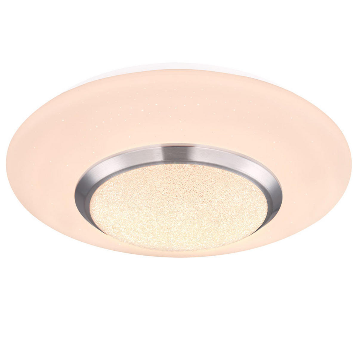 LED DECKENLEUCHTE Metall Weiß Kristalloptik CANDIDA - Weiß, Metall (34/34/8cm) - Globo Lighting