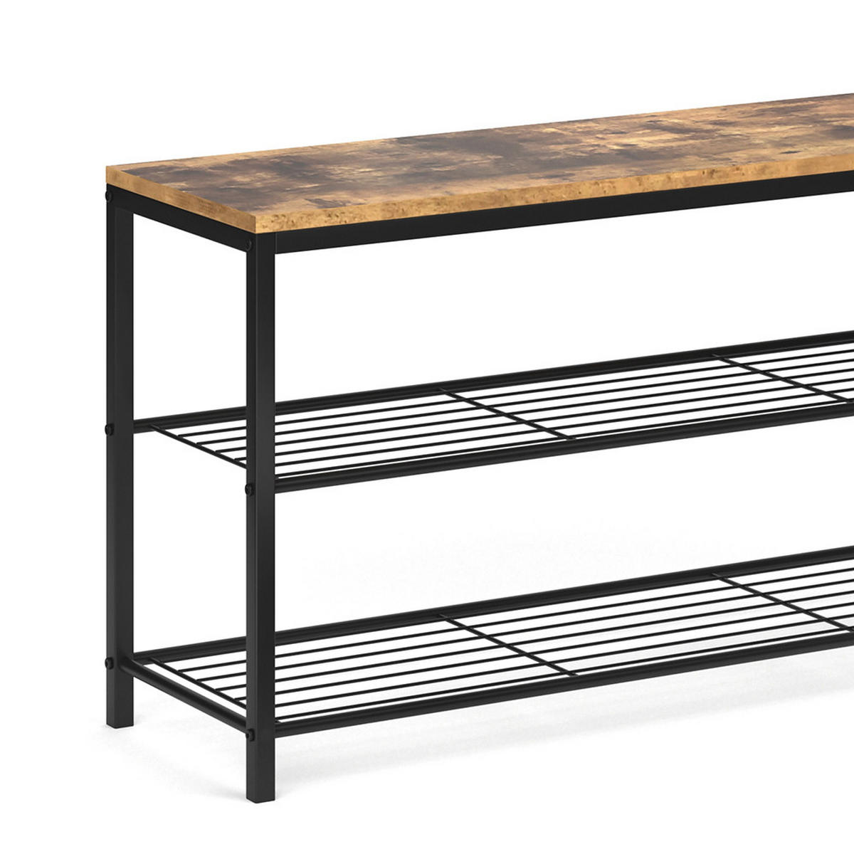 SCHUHBANK Fyrk Antikholz 100 x 51.5 cm - Eichefarben/Schwarz, Holzwerkstoff (100/51.5/30cm) - Vicco