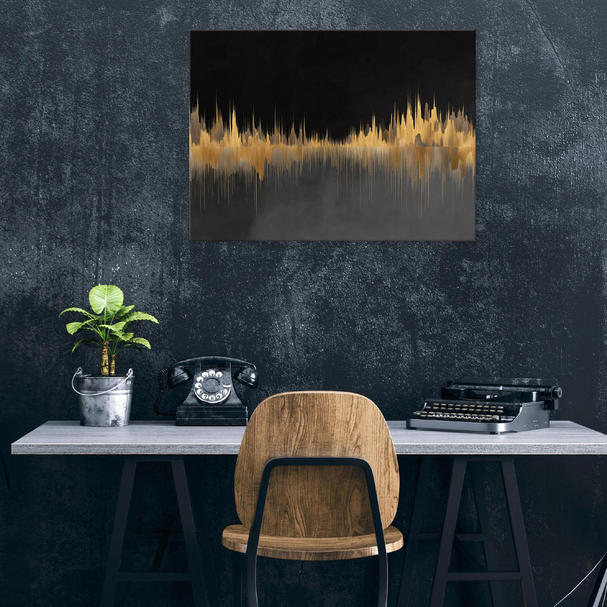 BILDER Abstrakt Schwarz Gold Glamour 120x80 - Multicolor, Holzwerkstoff (120/80cm) - Wallarena