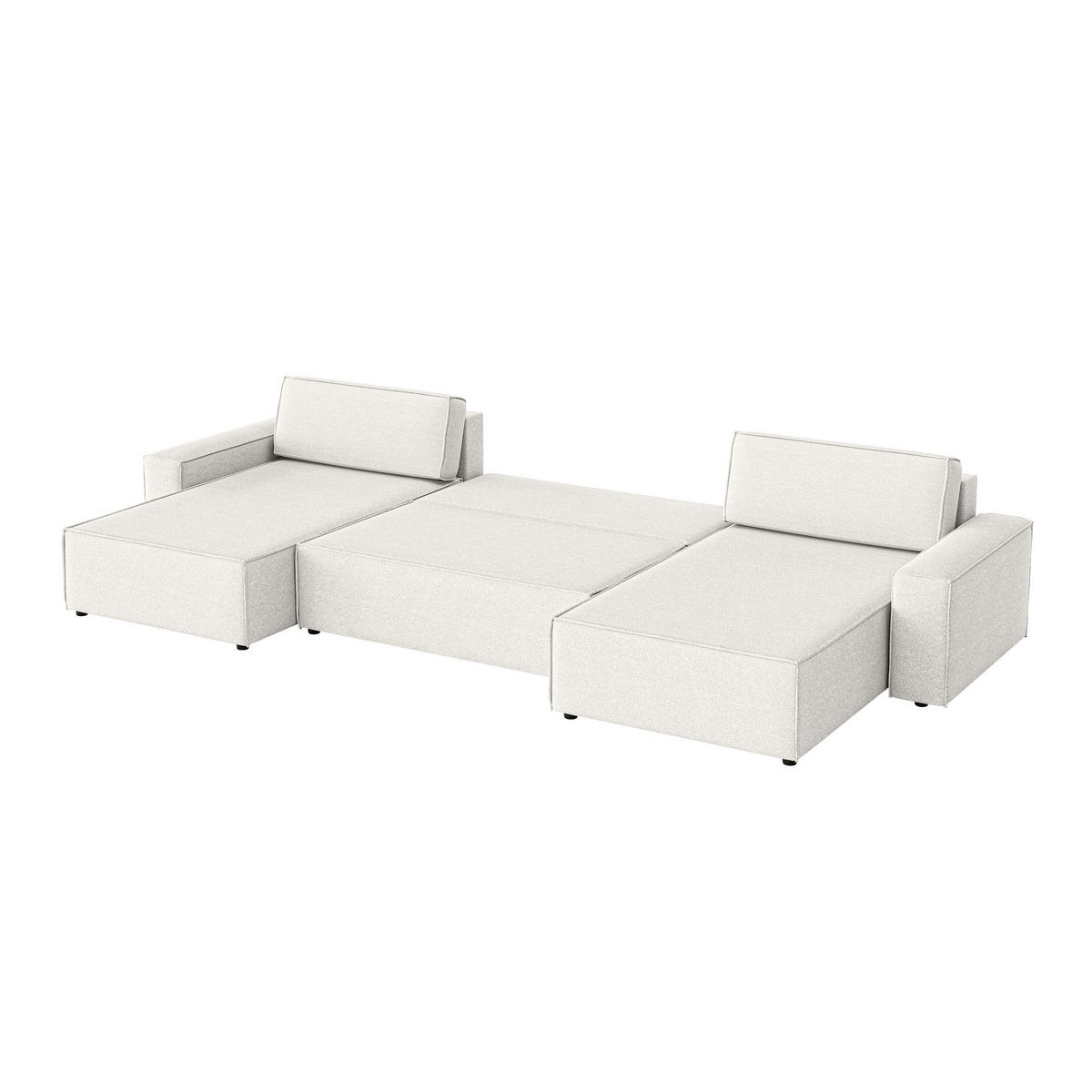 WOHNLANDSCHAFT Lummo U mit Schlaffunktion, Cremeweiß - Weiß, Textil (386/70/185cm) - Fedve