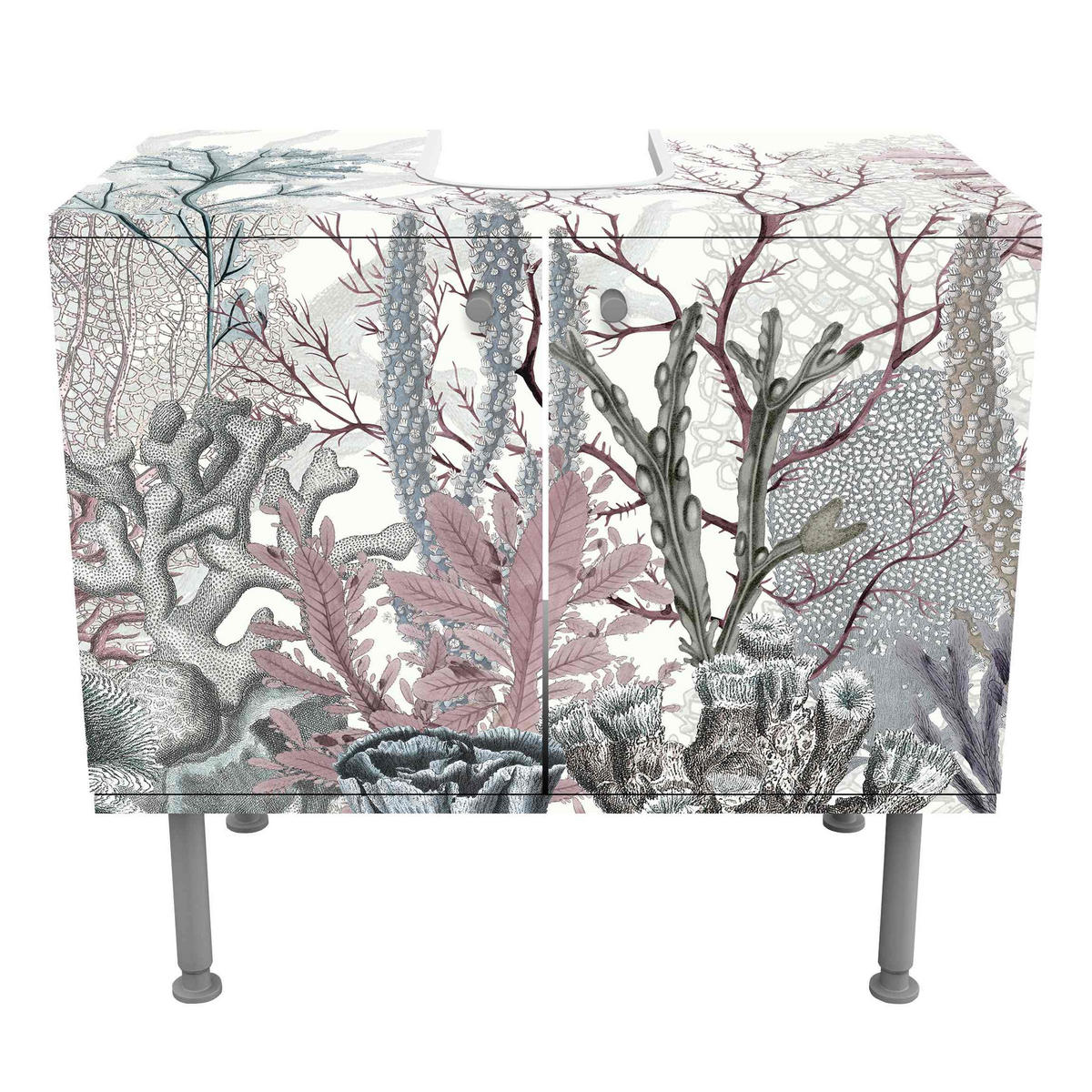 WASCHBECKENUNTERSCHRANK Magische Korallenpracht 60/55/35 cm - Violett, Holzwerkstoff (60/55/35cm) - Bilderwelten